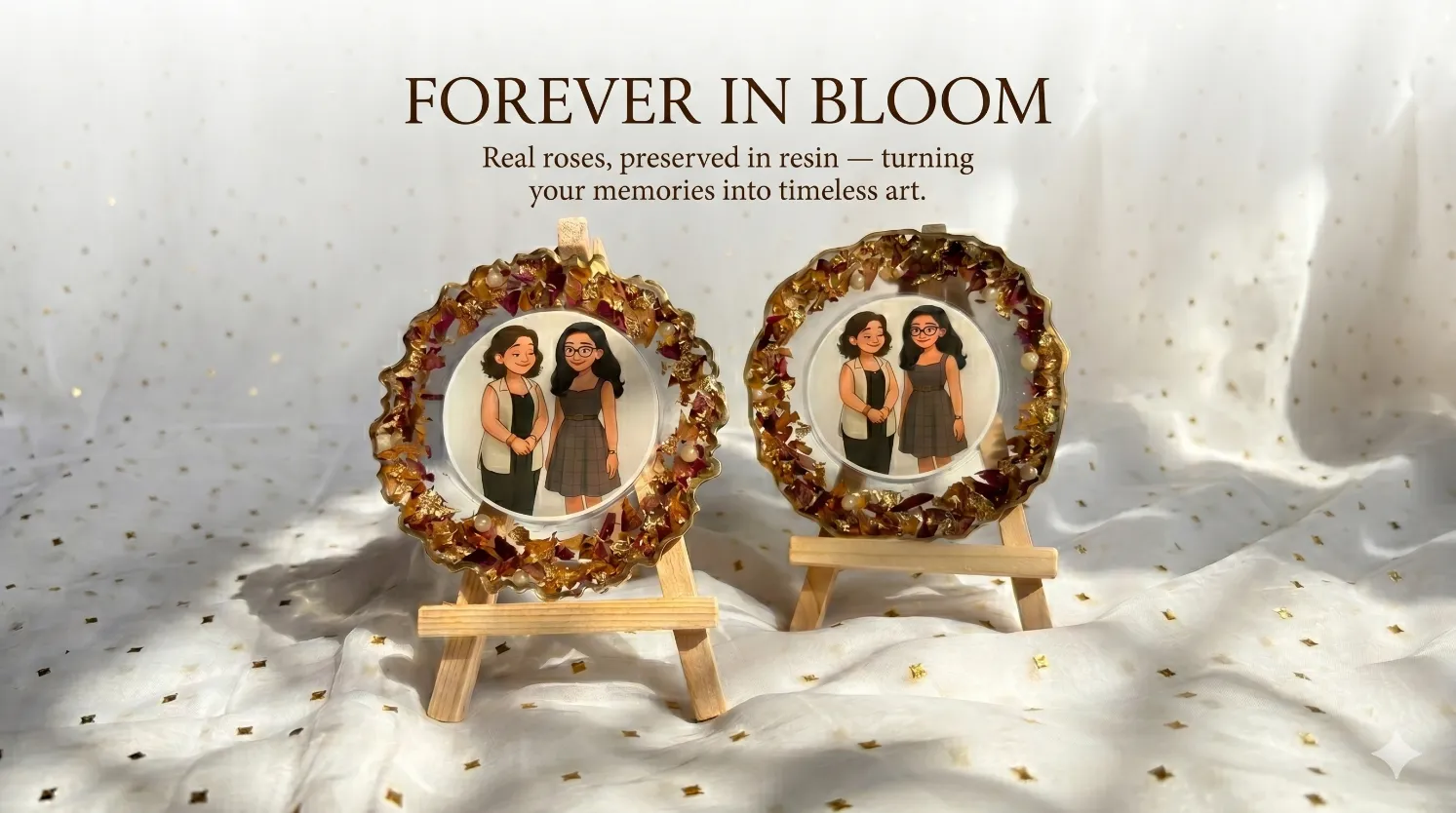 Promotional showcase for Handcrafted Resin Art