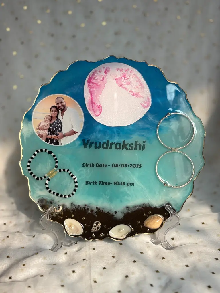 10 inch agate ocean theme baby keepsake frame