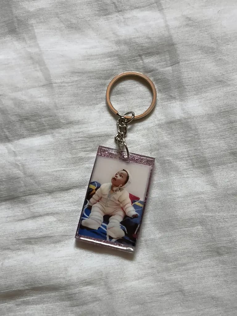 One sided photo keychain