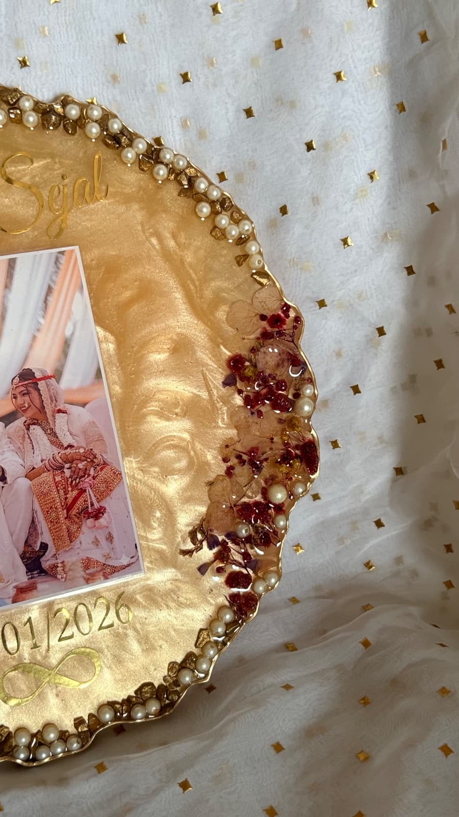 10 inch agate floral couple frame, photo 4